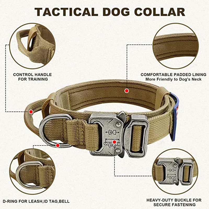 EliteGuard Tactical Dog Collar with Handle for Active Medium and Large Dogs