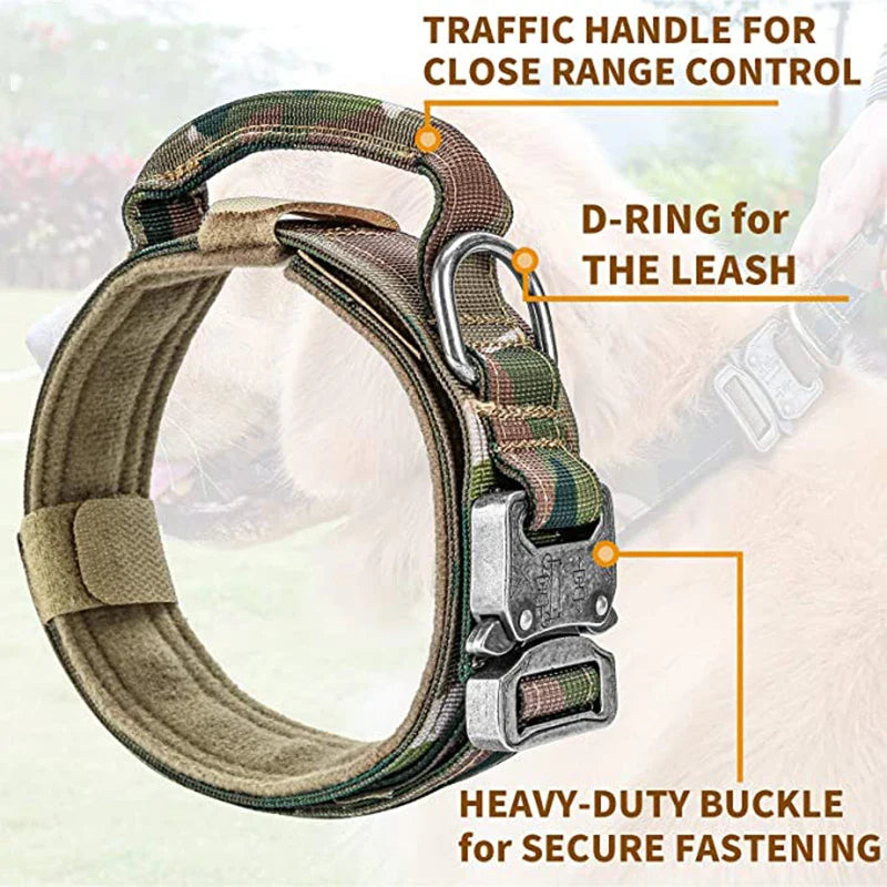 EliteGuard Tactical Dog Collar with Handle for Active Medium and Large Dogs